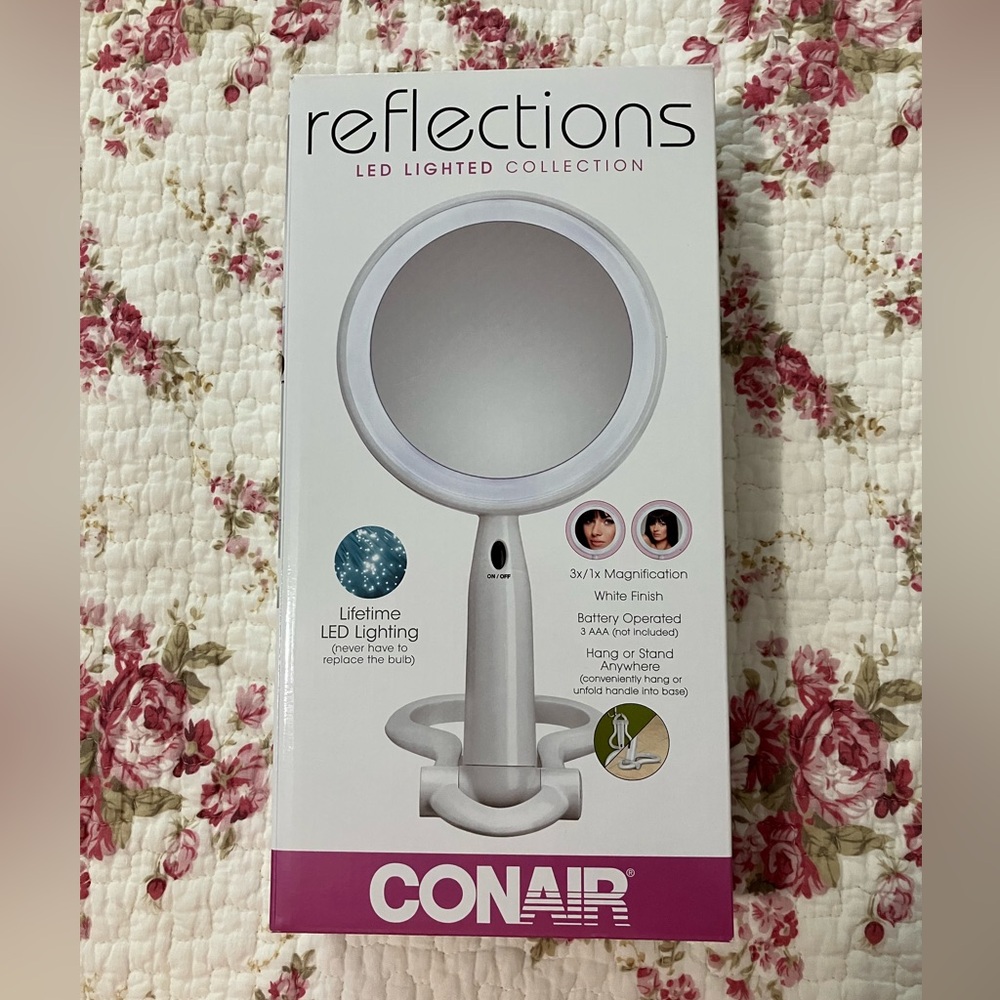 NWT Conair LED Lighted Makeup Mirror Cordless & Ready to Hang or Stand Anywhere